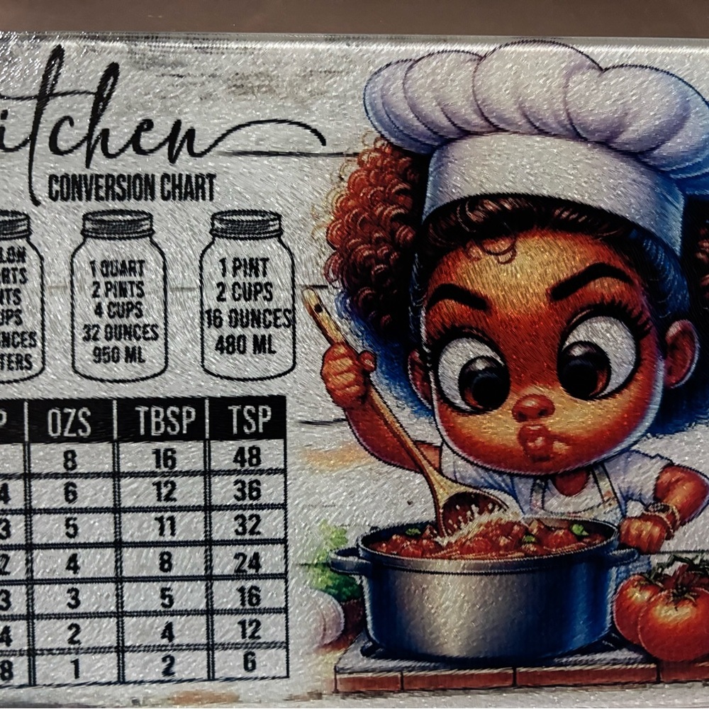 Chef-Themed Kitchen Conversion Chart Wall Art